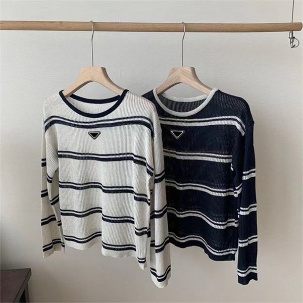 Suéter feminino Four Seasons thin stripe moda de manga longa bordado macio jacquard cardigan maconha slim fit Coat S-M-C