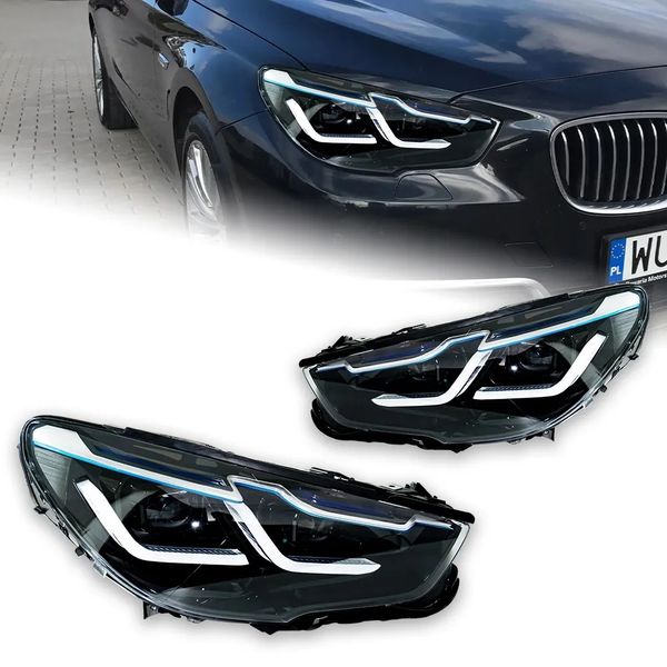 BMW F07 için LED Farlar 5 Serisi GT 5GT LED Angel Eye Far DRL HID HID KAFA LAMBA BI Xenon Işın Işıkları