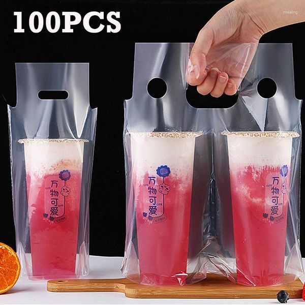 Enrolamento de presentes 100pcs 500-700ml Bolsa de embalagem plástica transparente Sacos de café de café com xícara de café de café de café