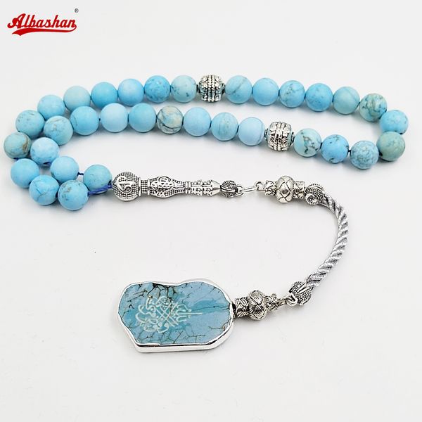 Bracelets de charme Tasbih turquesas naturais com pulseira de pingente de pingente árabe Pulseira muçulmana Oração de presente islâmico 33 Arábia Saudita Misbaha 230814