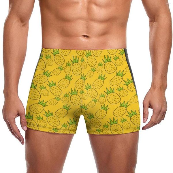 Menas de banho masculinas fofaca de abacaxi baú de nadar de frutas tropicais shorts de natação de praia Tropical Push seco seco de banho de banho