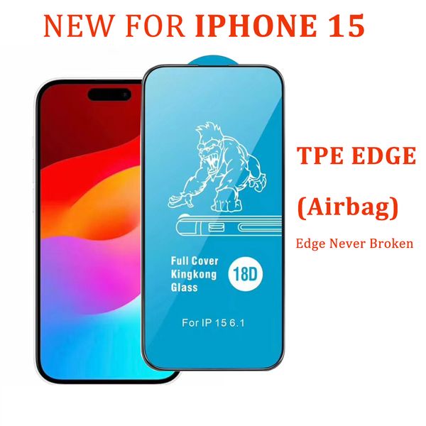 18D Survendo o protetor de tela de vidro de borda TPE para iPhone 15 14 13 12 11 xr xs x max 6 7 8 Plus em Opp Bag Wholesale