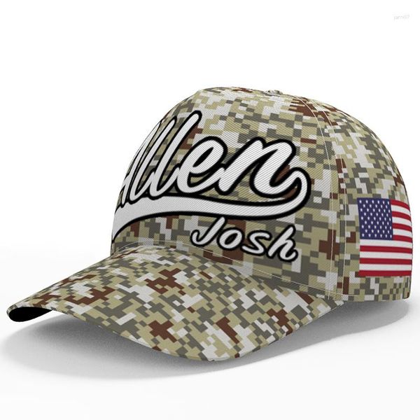 Ball Caps American Baseball Cap Camo Nome personalizzato gratuito Numero Team Logo Football Allen USA Hat Travel Josh US Flag 17 Chiesa United State