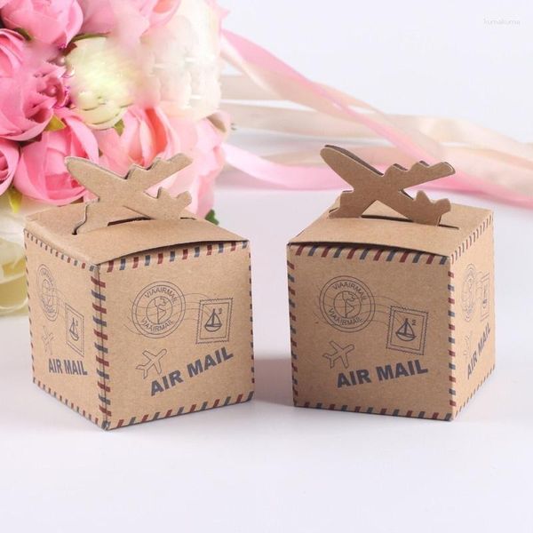 Wrap regalo da 50 pezzi Aereo Kraft Candy Boxes Wedding Paper Borse per baby shower