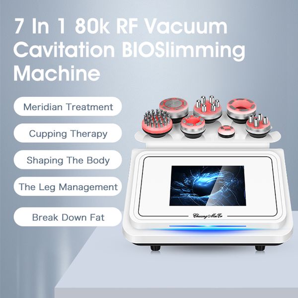 7 Arada 1 Ultrasonik Kavitasyon Vakum Zayıflama Makinesi RF Bio Çok Fonksiyonlu Güzellik Ekipmanları Cilt Sıkma Vücut Şekli Makinesi Yağ Dondurucu Yağ Yanma Makinesi