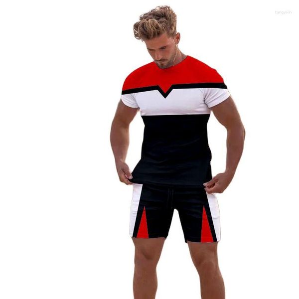 Testes masculinos 2023 homens 3D Padrão impressa Terno esportivo Terno de verão Camiseta casual shorts de duas peças de tendência de moda de duas peças Design de moda