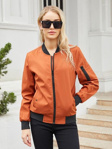 Jackets femininos femininos femininos de bombardeiro leve outono de outono de beisebol casual uniforme de vento moda moda fina zip up pilot streetwear de piloto de exército