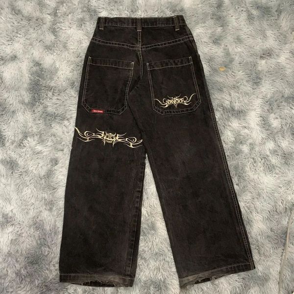 Erkek tasarımcı kot jnco y2k sokak kıyafeti moda hip hop boks eldivenleri grafik baskı sarkık siyah pantolon erkekler kadınlar harajuku gotik geniş pantolon a24