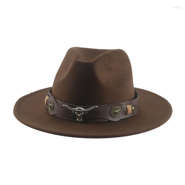 Boinas chapéus para mulheres fedoras chapéu de inverno homem sólido cinto de cinto sólido vintage cowboy ocidental 58cm 60cm Sombreros de Mujer