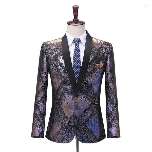 Abiti da uomo in abiti da uomo in abbronzatura di lusso Sciallina da uomo Sciallio Collar One Botton Dress Blazers Giornata per la festa della festa di sposa smoking 5xl