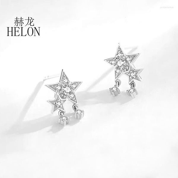 Stud Küpe Helon Gerçek 18K Beyaz Altın Küpe Laboratuvarı Grown Diamond Moissanit Au750 Kadın Modaya uygun Mücevher Yıldız Tasarımı