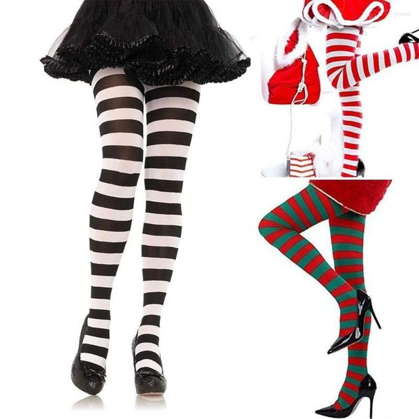 Frauen Socken Streifen Strumpfhosen süße Baumwolle elastische Tanz -Clubwear Stocks Cosplay über kniehoch hohe Strümpfe Mädchen
