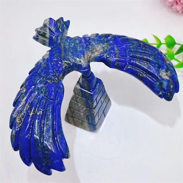 Figurine decorative Lapis naturale Lazuli Balance Bilancia Hawk Eagle Crystal Craving Crafts Healing Energy Stone Office Learning Toy Kid Gift 1PCS 1PCS