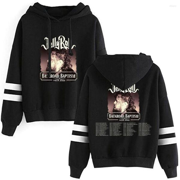 Hoodies masculinos Jelly Roll Hoodie 2023 Backroad Batismo Tour Merch Pocketless Paralles Bars Sleeve Streetwhear