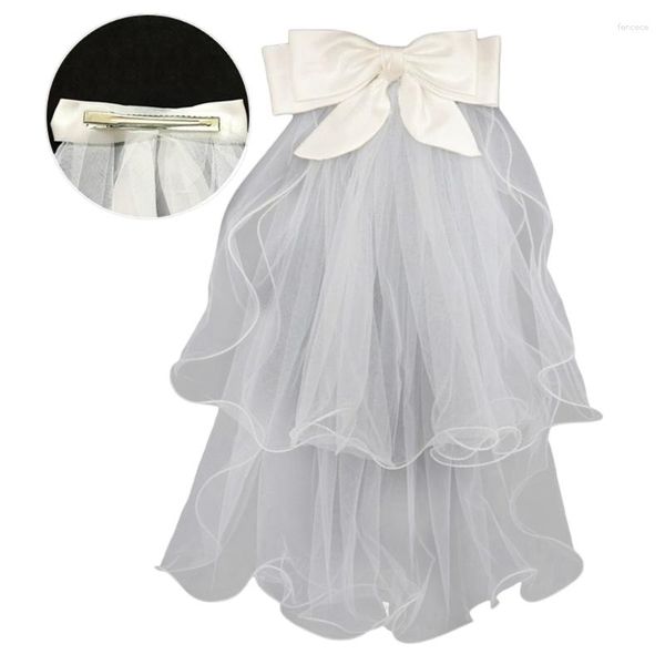 Velo velo da sposa donna luminosa in tulle luminose al nubilio di nubi da sposa con bowknot per bowknot per