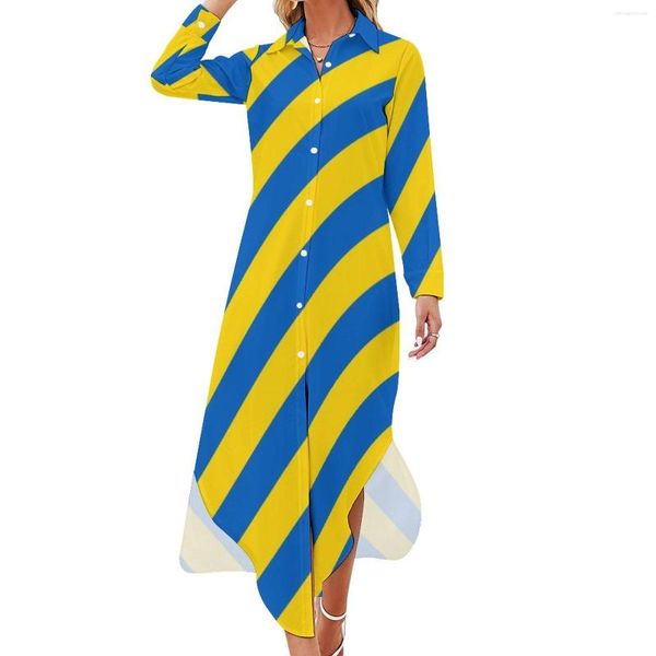 Abiti casual Diagonale Abito in chiffon a strisce sexy V Neck National Flag Beach Women Wear Oush Regalo Idea