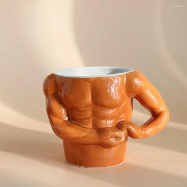 Canecas musculares criativos Man Man Man Bodybuilding Porcelain Coffee Caneca Cerâmica Copo de leite Presente de aniversário