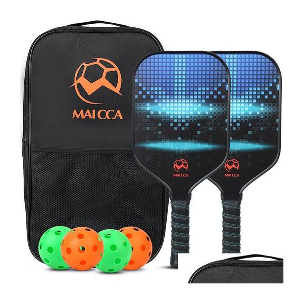 Rackette da tennis Pickleball Paddles USAPA appd Set Honeycomb Core 4 palline Racquet portatile ER Kit regalo per borse Kit da regalo interno Outdoor Dro Dhhn3