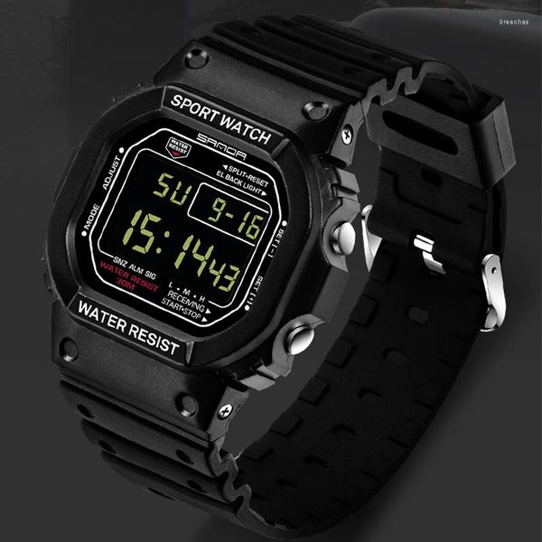 Начатые часы мода Sanda Top Brand Sports Watch Мужчины и женщины водонепроницаемые военные вибрации аналоговые кварцевые электронные