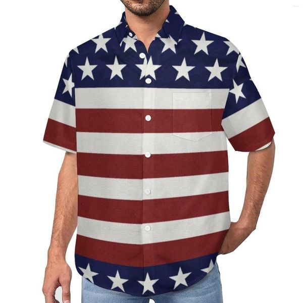 Camisas casuais masculinas American Flag USA Camisa solta Praia Patriótica 4 de julho America Orgulho