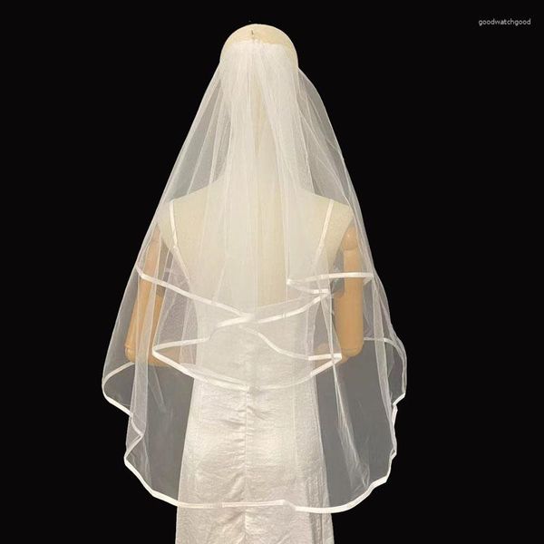 Свадебные вуали женщин средней длины белые обернутые простые секции вуаль свадебные аксессуары Po реквизит