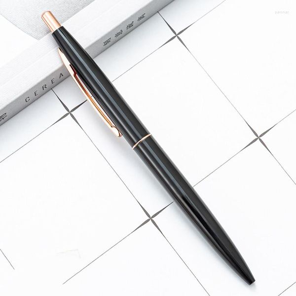 1pcs Metal Ballpoint Pen Pen rosa Gold Gold Logo Custom Advertising Name Incised Nome Forniture per la scuola