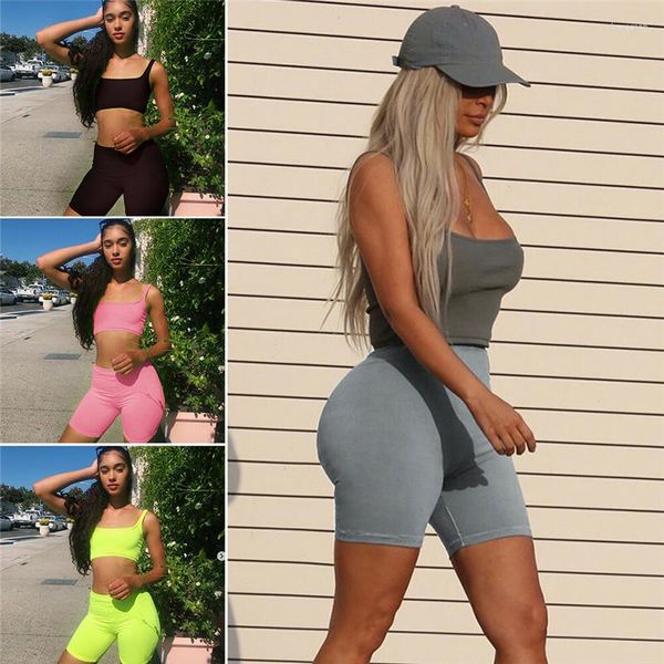 Женские шорты с высокой талией Женщины Elastic Summer Solid Biker Sports Athletic Fitness Compression Короткие штаны Femme