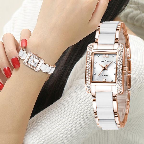 Bilek saatleri Sdotter moda kadınları, lüks sıradan kadınlar için kare elmas bilek bilek izlemek kutusu montre ile hediye olarak izlemek