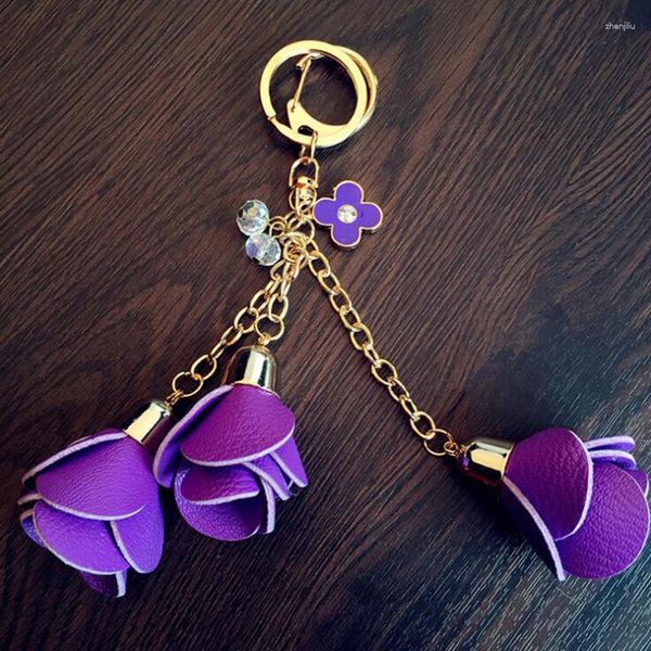 Schlüsselanhänger 15pcs/Los einfache und kreative Persönlichkeit Geschenk Rose Key Chain Car Keyrings Anhängerdekoration Frauen für Männerbeutel Taille Hagen