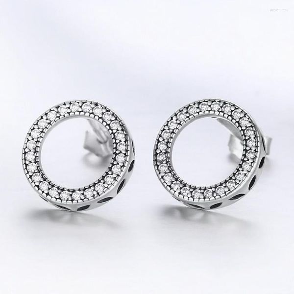 Orecchini per borchie TKJ Explosive Geometric Zircone S925 Sterling Silver Women Gioielli a forma di cuore ingioiellati