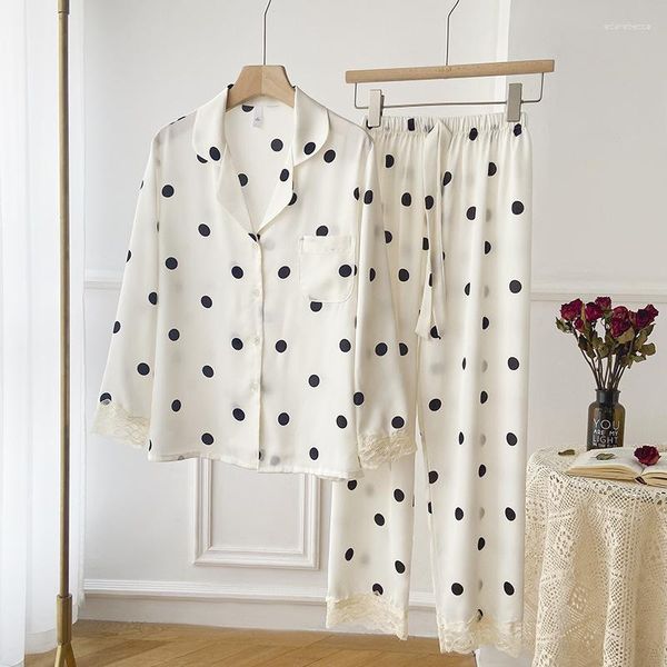 Stampa per sonno da donna Polka Dot Piccola set da donna Shirttrouser a maniche lunghe PJ Abito da sonno vestiti per lingerie