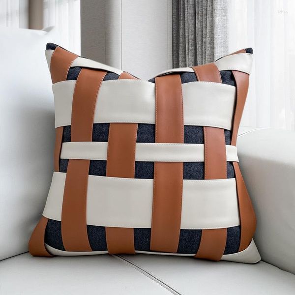 Croker de travesseiro Recomendar decoração de capa de couro de couro PU sem núcleo para o sofá de assento de carro sala de estar