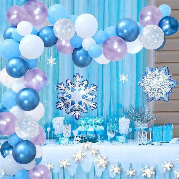 Dekoration 143 Stück Ballongirlande Eis Schnee Blau Weiß Luftballons für Hochzeit Geburtstag Babyparty Bachelorette Dekorationen