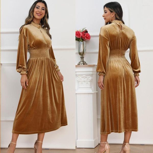 Roupas étnicas Vestido muçulmano árabe do Oriente Médio Dubai Abaya Turquia Elastic Velvet Para Mulheres Marroquino Kaftan Robe Elegante Femme