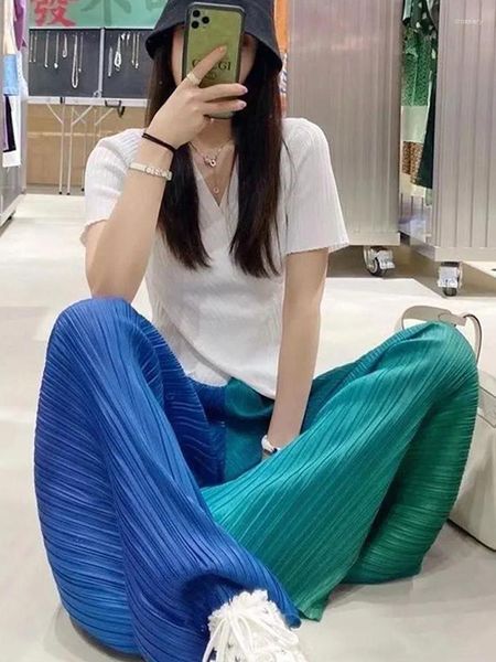 Calça feminina gradiente feminino plinete calça de moletom de cintura alta corea 2023 Moda elástica de verão de verão Logo Ladies Troushers