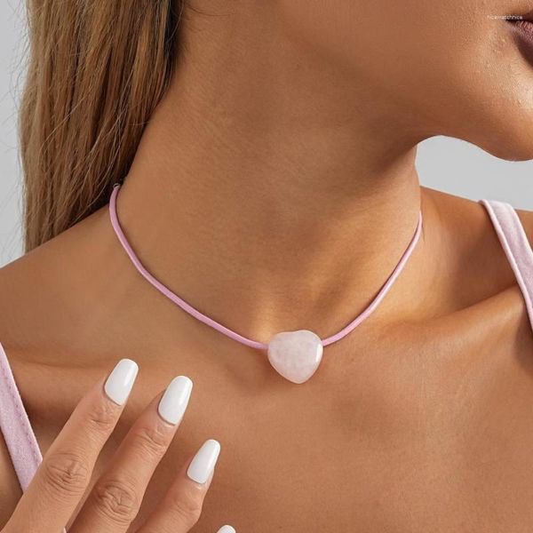 Anhänger Halskette Mode kreative Liebe Naturstein Halskette für Frauen Einfache vielseitige Damengeburtstagsfeier Geschenkschmuck Großhandel Großhandel Großhandel