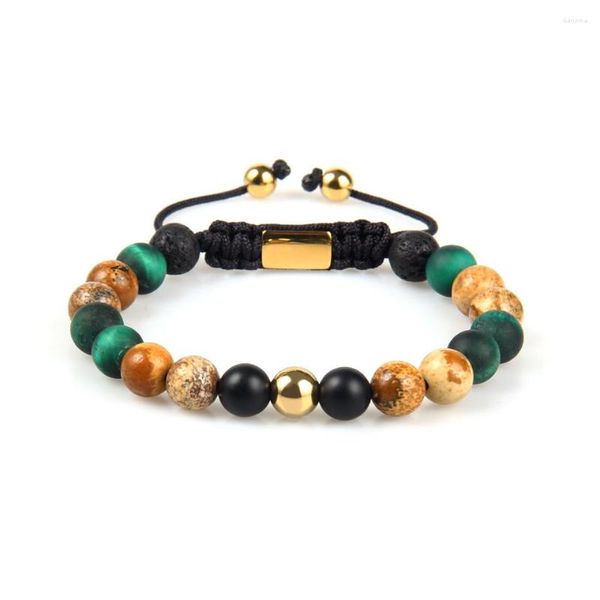 Strand Ailatu Herren -Armband mit farbenfrohen Tiger Augenarmband Edelstahl -Logo Perlen 10pcs/Los
