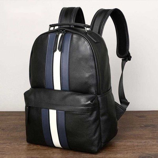Mochila contraste masculino mochila de couro mochila casual masculino saco de viagem moda mochila de couro 230615