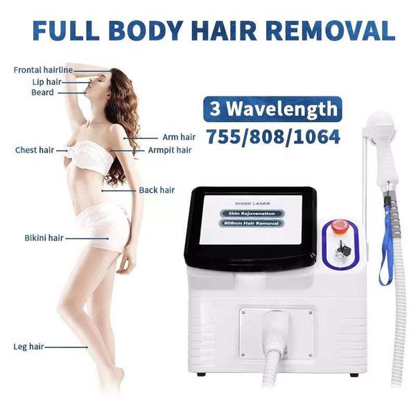 2023 Portátil 755nm 808nm 1064nm Diodo Laser 808 Máquina de remoção de pêlos a laser de diodo Remoção permanente de pêlos Ipl Rejuvenescimento de fótons com boa qualidade