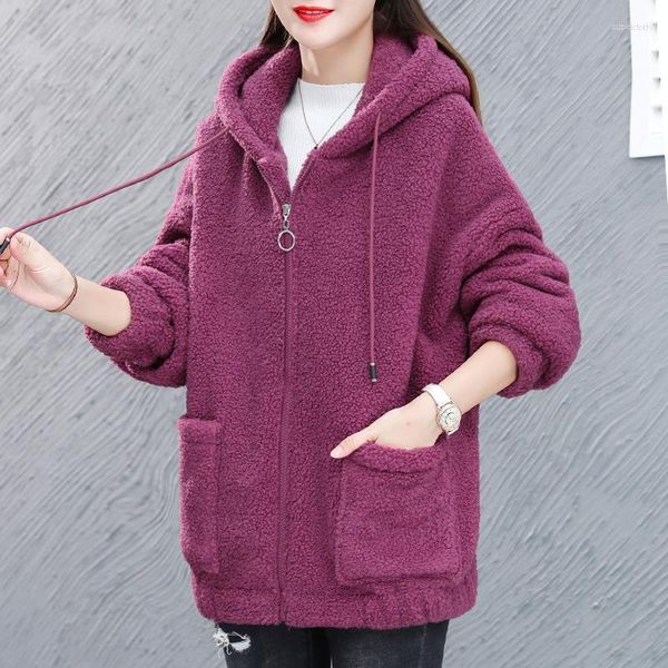 Capuz feminino Winter Plus Tamanho Casual Casual Sweater 6xl 7xl 8xl Moda Pocket Loose Zipper Cardigan Fleece