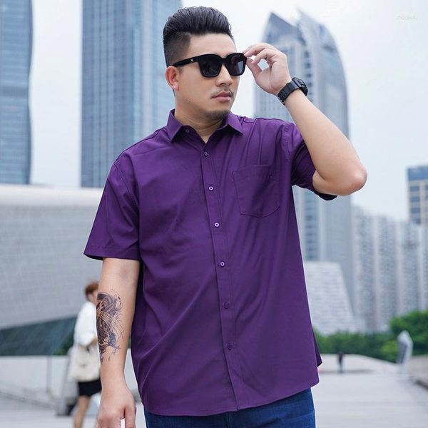 Herren Casual Shirts Hochwertiges Sommer -Männer -Shirt Kurzarm 170 kg Plus Größe 3xl 4xl 5xl 10xl 12xl Business Formal Oversize Office Wedding