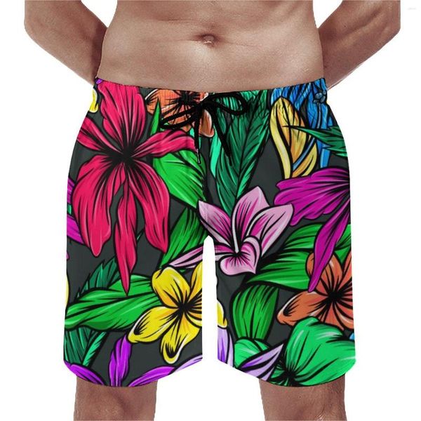 Pantaloncini da uomo palestra tropicale estate colorato stampa fiori spiaggia uomini che corrono surf asciutto a secco su misura tronchi