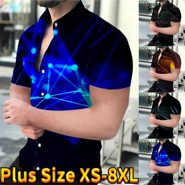 Herren lässige Hemden schlankes kurzärärmiges Hemd klassisches Button-Down-Farbdruck grundlegender Abschnitt XS-8xl