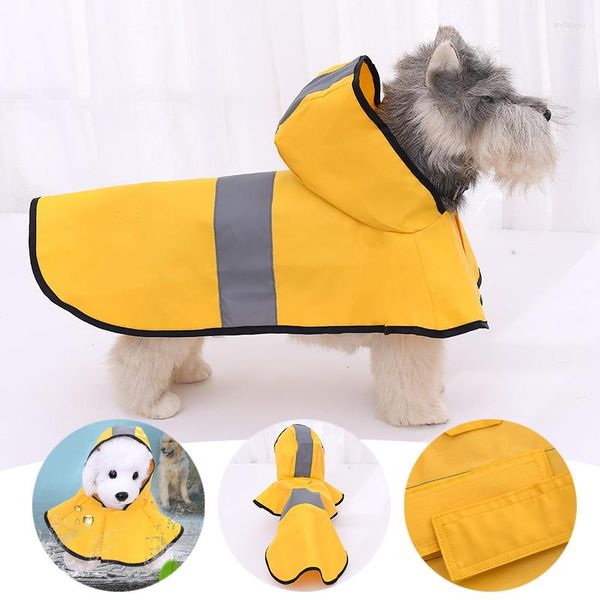 Aparel de cães capa de chuva para casaco de estimação Roupas de animais de estimação reflexiva Amarelo prático clássico ao ar livre clássico à prova d'água