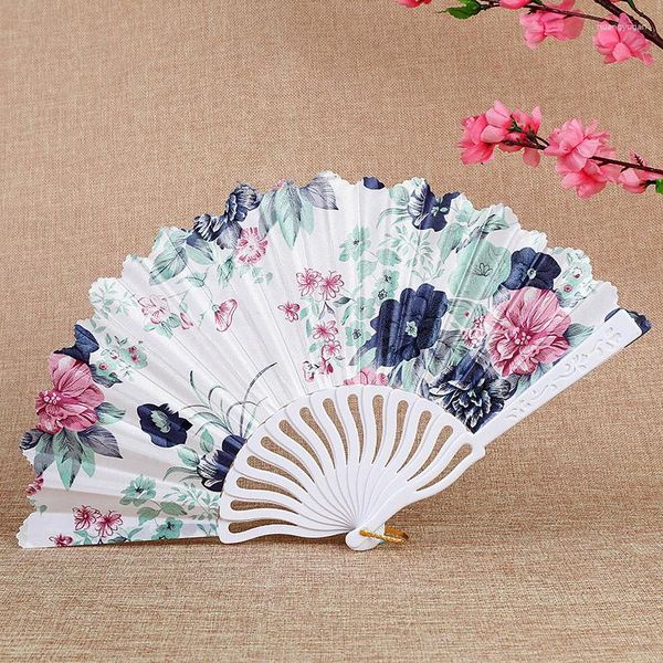 Декоративные фигурки китайский японский стиль шелковой вентилятор складывание пластиковой цветочной рукой ручной ручной работы с свадебной вечеринкой.