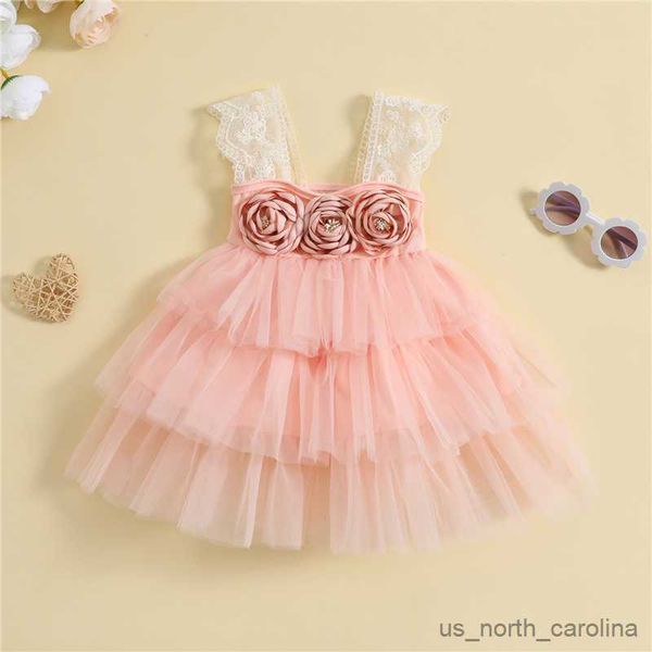 Vestidos de menina vestido de bebê vestido de flor de flor para meninas primeiro ano de aniversário vestido de casamento vestido de bebê vestido r230815