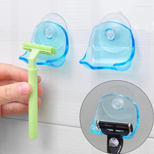 Conjunto de acessórios de banho Guret 1pc Plastic Shaver Portador do banheiro Banheiro gancho de parede pendurada Copo de dentes de dentes de dentes de dentes de dentes armazenamento azul transparente