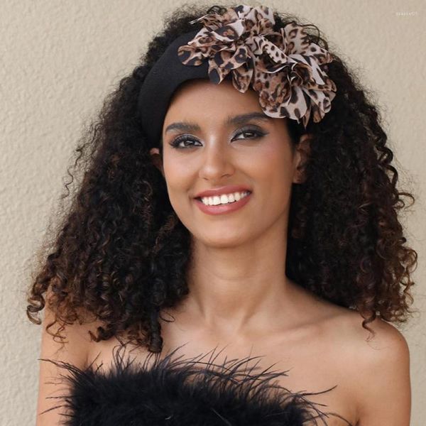 Haarclips Großes farbenfrohe Blumenstirnband für Frauen modische Weitstofffestival -Party Statement Blumen -Seidenschmuck Haarband Accessoire