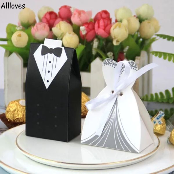 100 PCSLOT BRIDE E GROOM CASAMENTO PARTIMENTOS DE PRESENTES BACA DE CANDY DIY COM RESPBON DECORAÇÃO DE DECORAÇÃO DE CASAMENTO SUPPENHO