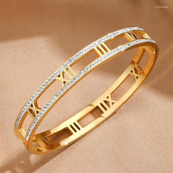 Braggle in Europa e America Fashion in acciaio inossidabile piastra 18k Gold Gold Numeri romani Ornament unisex Bracele